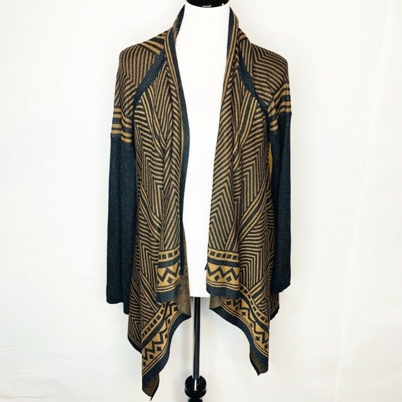 Becool Sweaters - Stitch Fix Brown Black Barton Knit Drape Front M